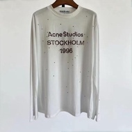 New Acne & Studio Letter Long-Sleeved Shirt - Faded Spray-Painted with Sunscreen Protection