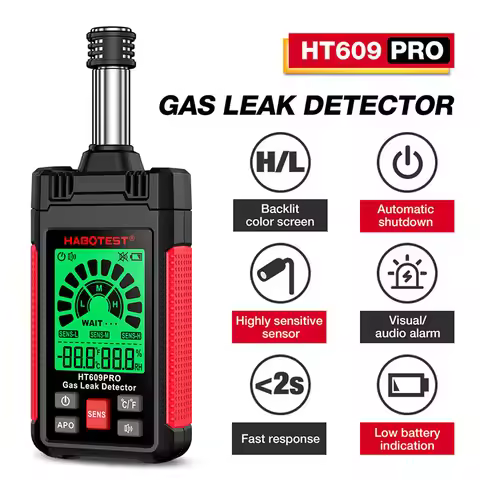 HT609/PRO Gas Leak Detector Combustible Gas Leak Tester Gas Analyzer with Audible & Visual Alarm Nat