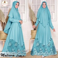 GAMIS PESTA SYARI BRUKAT MUTIARA BORDIR 3D GAMIS SYARI MUSLIM GAUN