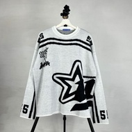 WP Company - Knitwear BOXY LETHER Football Star Knit Unisex Sweater / Knitted Sweater for Men & Wome