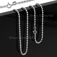 สร้อยคอเงินแท้92.5%Italyชุบทองคำขาว ลายBall Slash ขนาด2mm.