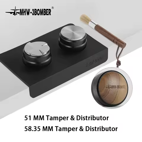 MHW-3BOMBER 51/53/58mm Espresso Tamper and Coffee Distributor with Tamping Mat and Cleaning Brush Se