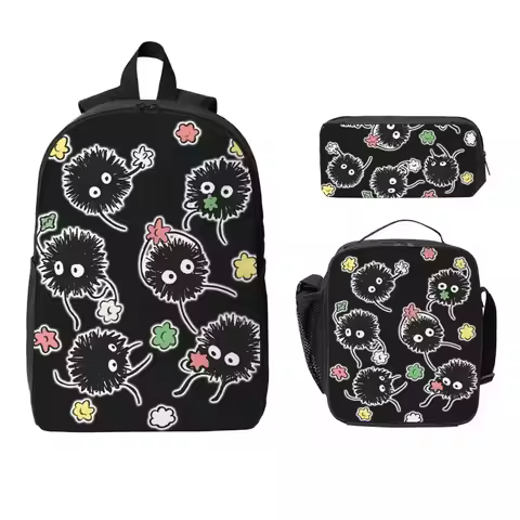 Soot Studio Ghibli Backpack Student Boys Girls BookBag School Bag Computer Shoulder Bags 3ps Insulat