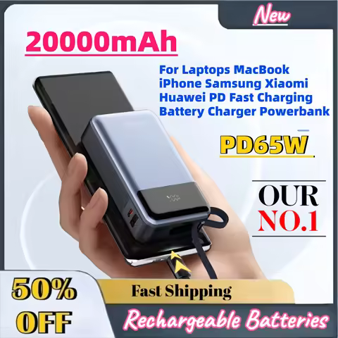Capacity PD65W 20000mAh Power Bank For Laptops MacBook iPhone Samsung Xiaomi Huawei PD Fast Charging
