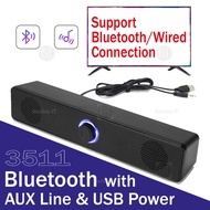 Speaker PC Bluetooth AUX Wired Speaker 4D Stereo Sound USB Powered Soundbar RGB Light for PC Laptop