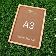 Dutch Teak Wood Photo Frame Minimalist Aesthetic Solid Wood Figure Frame Without Glass A3 Size