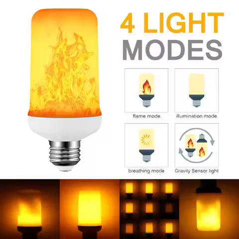 4 mode Flame effect decorative bulb LED dynamic flame light E14 E27 B22 Creative corn bulb Flame sim
