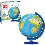 Ravensburger Children's World Globe 180 Piece 3D Jigsaw Puzzle | Easy Click Technology | Displayable