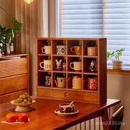 Solid Wood Rack Shelf Display Rack Rack Cup Rack Grid Color Grid Square Grid Storage Desktop Cherry 