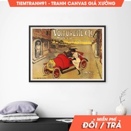 Wall painting, Vintage Car Woman Is Sitting In Old Car, France, Paris, Italy Avenue, San-soupape 193