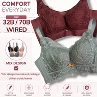 32B / 70B Besi Bra Span Cotton Lembut Wired Baju Dalam Wanita Tiada Dawai