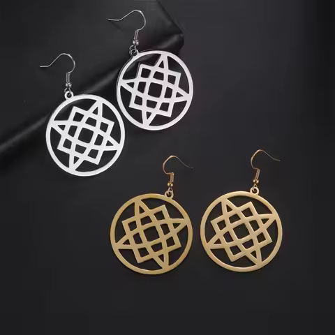 EUEAVAN Stainless Steel Square of Svarog Earrings Slavic Symbol Virgin Lada Star Drop Earrings for W