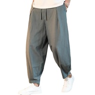 Cotton and Linen Loose Men's  Pants Male Summer New Breathable Solid Color Linen Trousers Fitness Streetwear