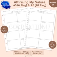 My Values Simple Minimalist A5 Affirming Binder Paper Planner Book