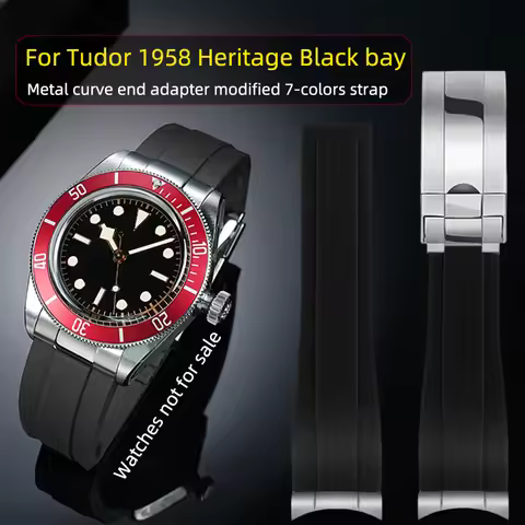 Rubber strap folding clasp For ‌Tudor Heritage 1958 Bronze Black Bay Chrono S&G M79250/79363 20mm 21
