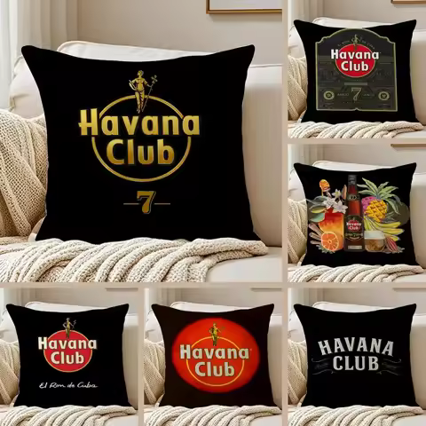 Fashion H-HavanaS Club Cushion Cover Silky Short Plush Double-Sided Printed Pillow Case for Sofa All