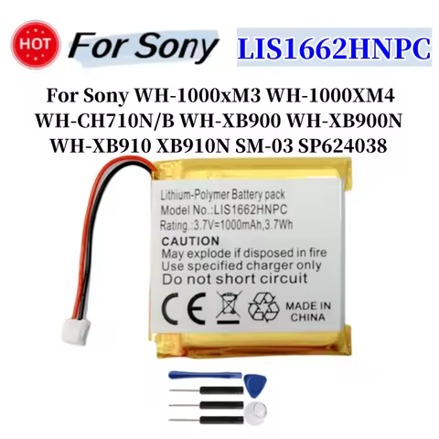 Battery LIS1662HNPC For Sony WH-1000xM3 WH-1000XM4 WH-CH710N/B WH-XB900 WH-XB900N WH-XB910 XB910N SM