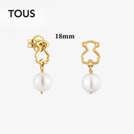 TOUS 9 Kt Gold Bear Earrings With Cultured Pearls TOUS Silhouette Design, Classic, Suitable For Wome
