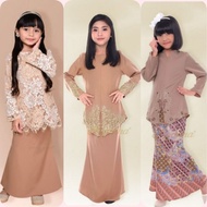 🌹BAJU KURUNG GIRL KHAKIS🌹 Baju Kurung Lace Kanak-kanak Perempuan XS -2XL Baju Raya Sedondon 2025