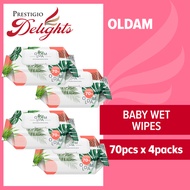 Oldam Baby Wet Wipes Cap 70pcs Bundle of 4