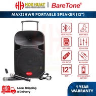 BareTone MAX12MHWR (100w) / MAX15MHWR (120w) Portable Speaker Bluetooth with 2 Wireless Mic