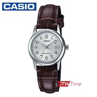 Casio Standard นาฬิกาข้อมือผู้หญิง สายหนัง รุ่น LTP-V002L-7B2UDF สีเงิน