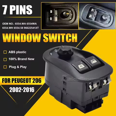 6554.WA 6554WA Black Electric Master Window Switch for Peugeot 206 206 CC 206SW 306 206 Saloon 2007-