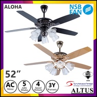 NSB FAN ALOHA GOLD/BLACK  5 Blades Ceiling Fan 52" NSB Ceiling Fan