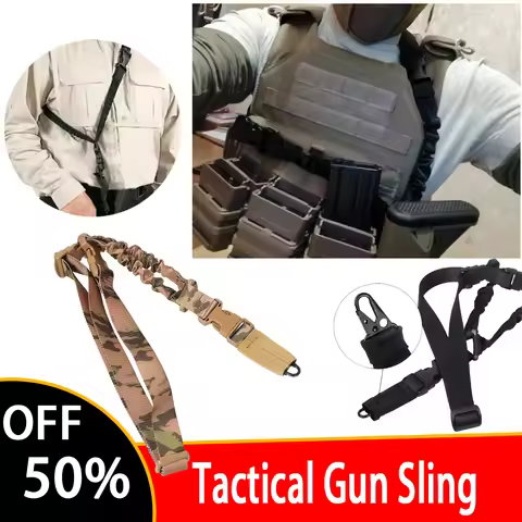 Tactical Single Point Gun Sling Shoulder Strap Rifle Rope Belt with Metal Buckle Airsoft Shot Gun Be