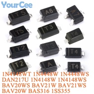 100pcs 1N4148WS 1N4148WT T4 SOD-323 SOD-123 SOD-523 150mA SMD Switching Diode 1N4148W BAS316 BAV20W 