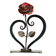Heart Hands Sculpture Hand Forged Iron Rose With Stand Artificial Flowers Metal Flowers For Desktop Bedroom Romantic Gift For Wife Girlfriend Mother lovable