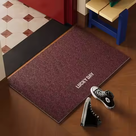 Modern Minimalist Solid Color Floor Mat Anti-Slip PVC Silk Loop Door Mat Easy Clean Entrance Carpet 