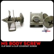 (1PCS) M5 SCREW & CLIP BODY SCREW DAN CLIP COVERSET SCREW YAMAHA LC Y15 NMAX NVX LAGENDA Y125Z NOUVO