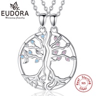 Eudora 925 Sterling Silver Tree of Life Best Friends Necklace for 2 Pcs Set BFF Friendship Jewelry S