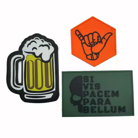 666 Gesture PVC Badge 'You're All PACKAGE BELLUM' Half Skull, Beer Glass PVC Patch Armband with Hook