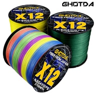 GHOTDA 12 Strands 1000M 500M 300M X12 Braided Fishing Line PE Sea Saltwater Fishing Weaves Super Str