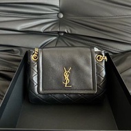 Saint Laurent YSL nolita 菱格紋 鏈條包 Mini 黑色