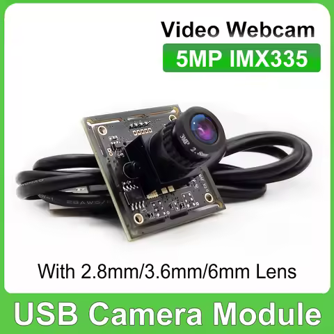 30fps 5MP IMX335 USB Camera Module 2.8mm Lens 110 degree Wide Angle or 3.6mm/6mm Lens UVC OTG Plug A