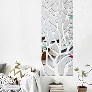 New DIY Stiker Dinding Cermin Pohon Rumah Baru Dekorasi Ruang Pernikahan Stiker Dinding Dekoratif Cermin Akrilik 3D Pared