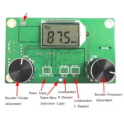 FM Radio Receiver Module Frequency Modulation Stereo Receiving PCB Circuit Board With Silencing LCD 