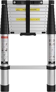 Grefinity 10.5 FT Aluminum Telescoping Ladder, One Button Retraction Extension Ladder, 375 lbs Load 