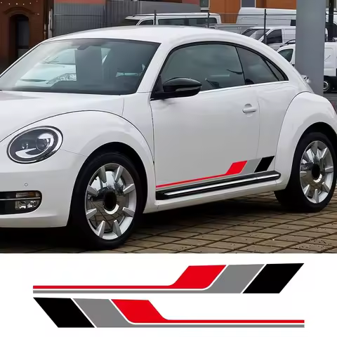 2PCS Car Sticker Long Striped Vinyl Decal For Volkswagen VW Beetle Hatchback Cabriolet A5 Car Body D