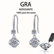 【 GRA Certificate Attached 】 1CT Moissanite Earrings, Fashion Clover Earrings S925 Pure Silver Plati