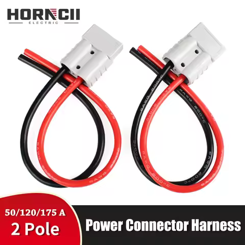 Battery Charging Wire 50A 120A 175A 350A 600V DC 2 Pin Connector Forklift Plug With Silicone Cable P