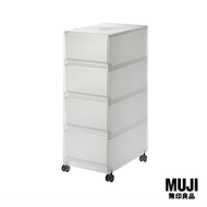 มูจิ กล่องลิ้นชักโพลีโพรพีลีน 4 ชั้นมีล้อเลื่อน - MUJI PP Case with Caster 4 Drawers (W26 x D37 x H7