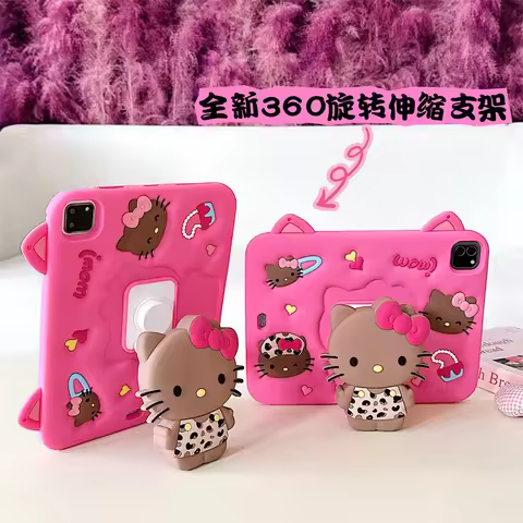 Cute 3D Cartoon Hello Kitty Silicone Stand Holder Tablet Protective Case For Samsung Galaxy Tab A9 P