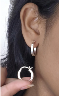 925 Sterling Silver Hoop Earrings Set Classic Thick Round Hoops Jewelry for Women