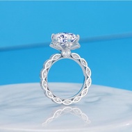 [With Gra Certificate] Real Moissanite Ring Fashion s925 Silver 5ct Honey Snow Bud Moissanite Female