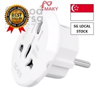 [SG FREE 🚚]16A Universal EU Travel Adapter Euro Converter UK US AU To EU AC Power Socket Plug Travel