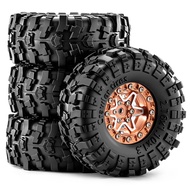 7MM Hex 4pcs 1.3-inch  Metal Beadlock Wheel Rim & Rubber Mud Tyre for 1/18 TRX4M 1/24 Axial SCX24 AX